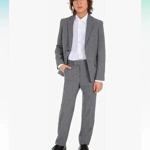 Calvin Klein Boys White Button Down Dress Shirt Long Sleeve Sz 16